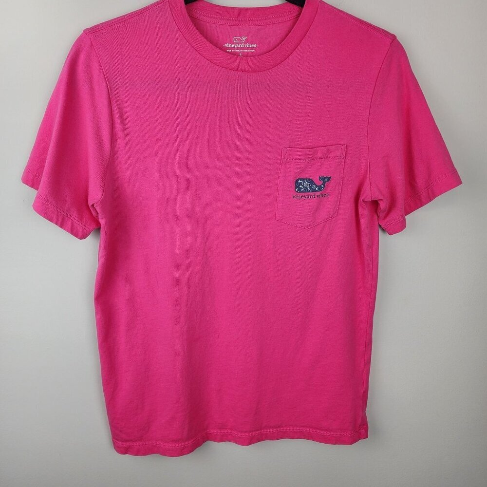 Vineyard Vines sz L / 16 girls pink t-shirt whale logo cotton - Picture 1 of 7